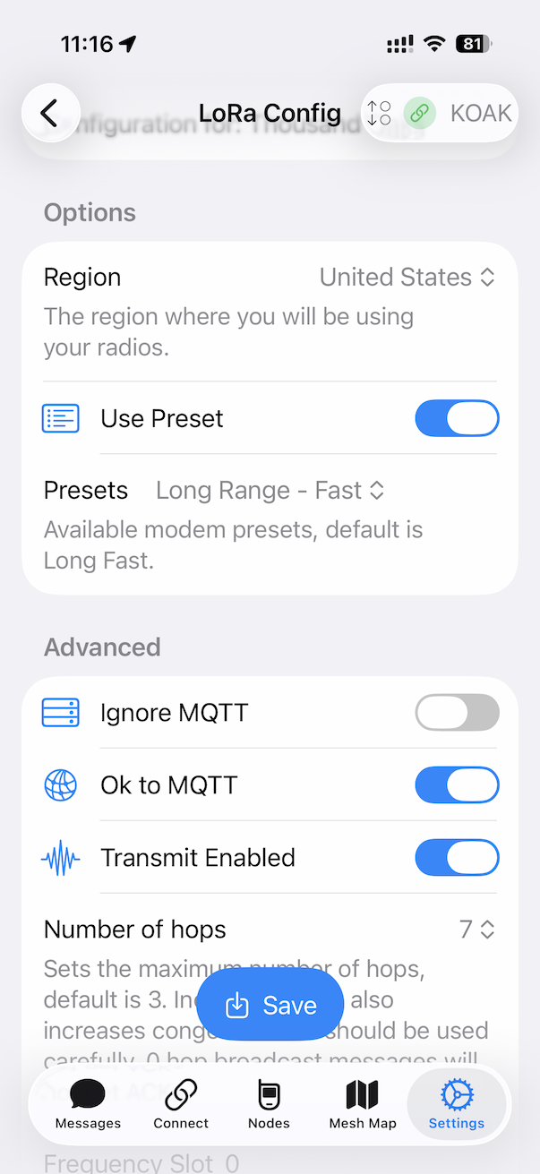 Lora Config (Ok to MQTT)