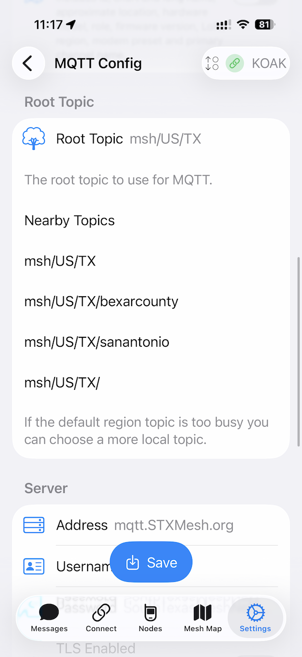 MQTT Config (Topic)