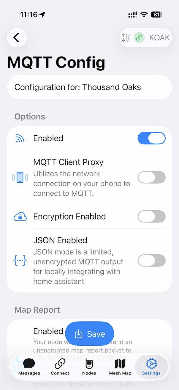 MQTT Config (enabled)